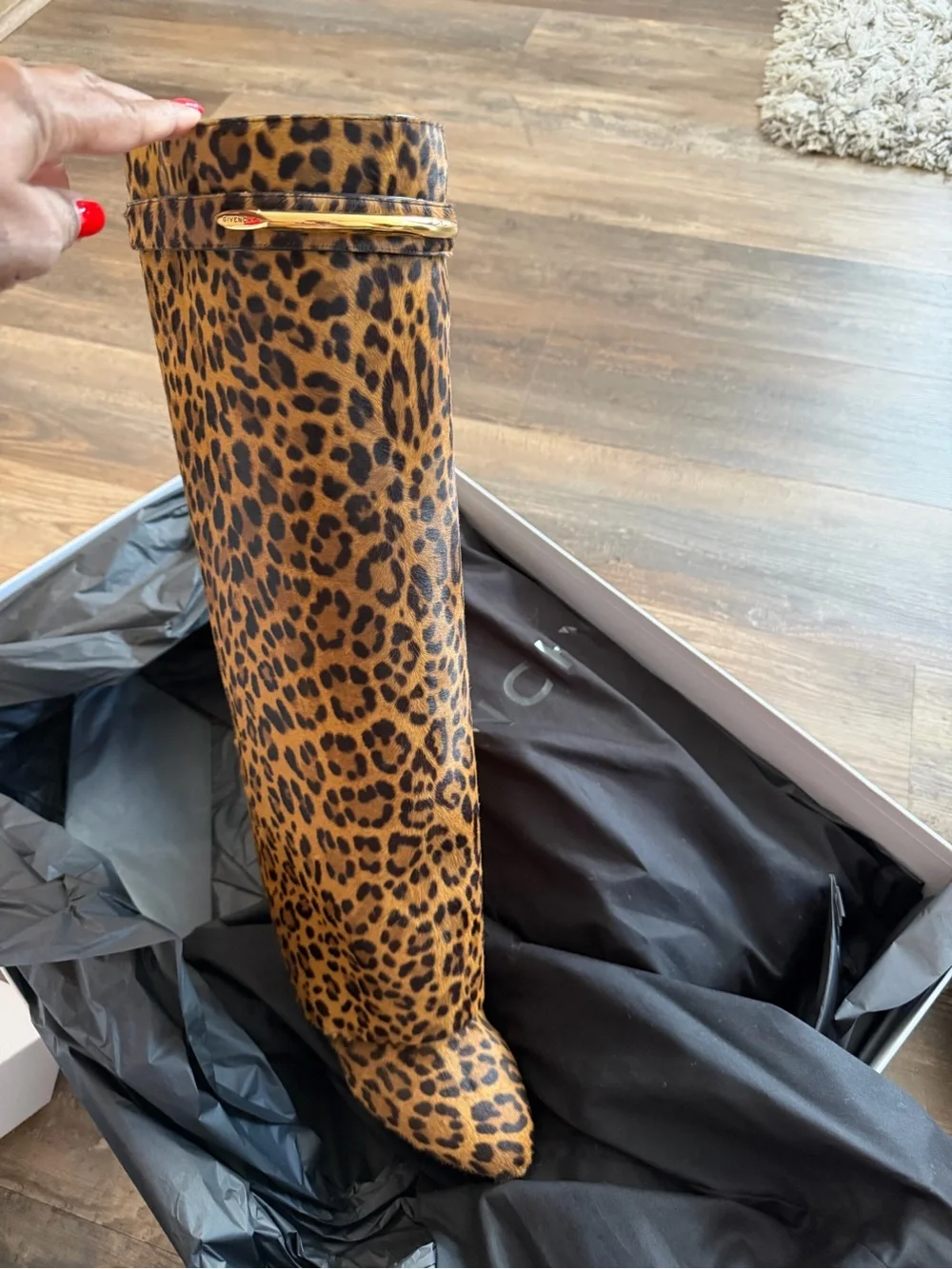 Givenchy Shark Pinch Boots in Leopard Pony-Effect Leather
